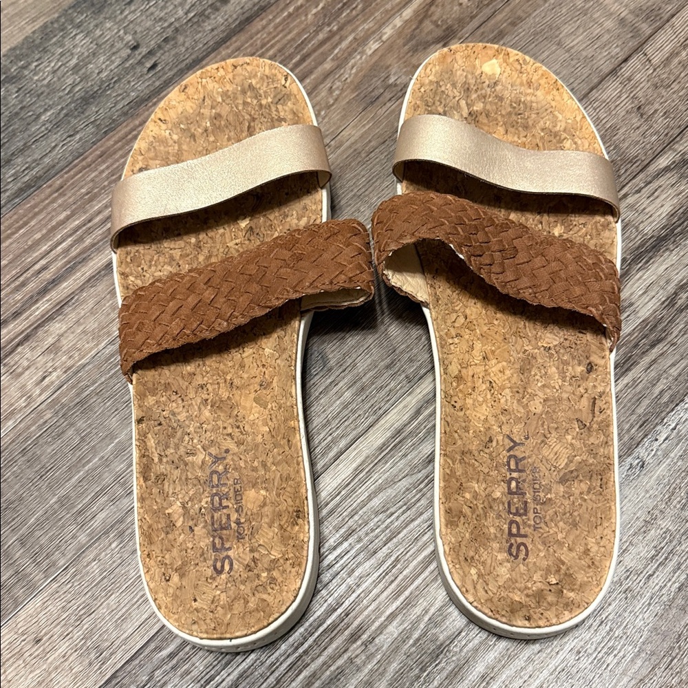 Sperry Woven Strap Women’s Sandals in Brown and Cream Size 8.5